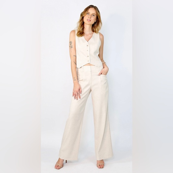 Kes Pants & Jumpsuits Contemporary Off White Set Linen Pants And